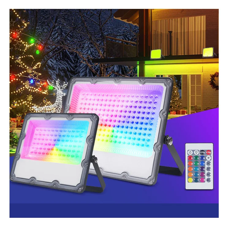 RGB 20w 30w 50w 100w 150w 200w Waterproof IP65 LED Floodlight Outdoor RGB Flood Light Garden Lights Reflector Projector lamp