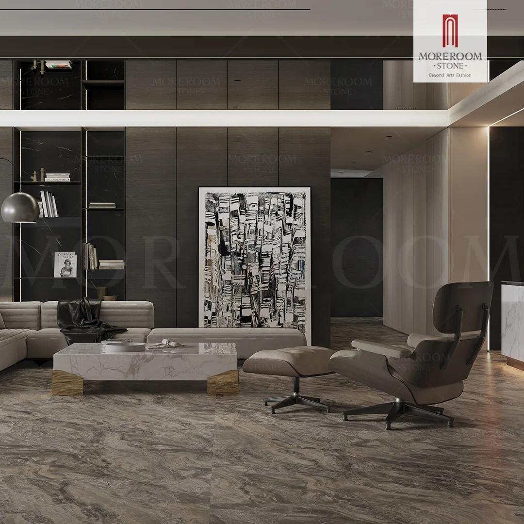 New Arrival Dark Brown Porcelain Polished Glazed Marble Look Slab Ceiling Tiles Decorative Construction house