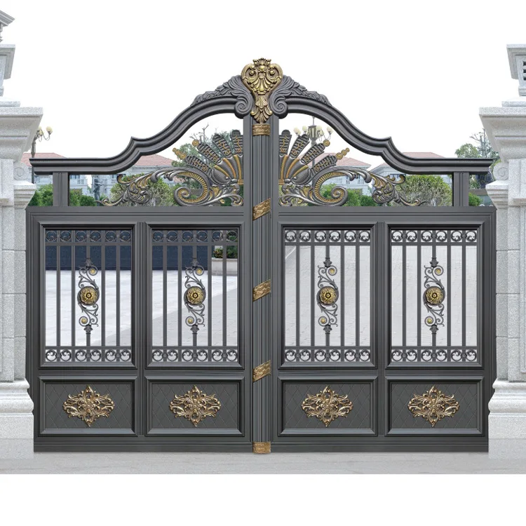 Luxury design round style main gate front security steel door villa  luxury villa smart door lock metal door for villa