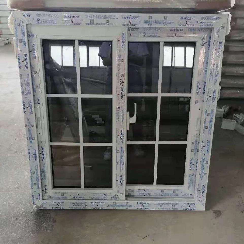 Top quality upvc pvc sliding window with grill design and mosquito net for house windows