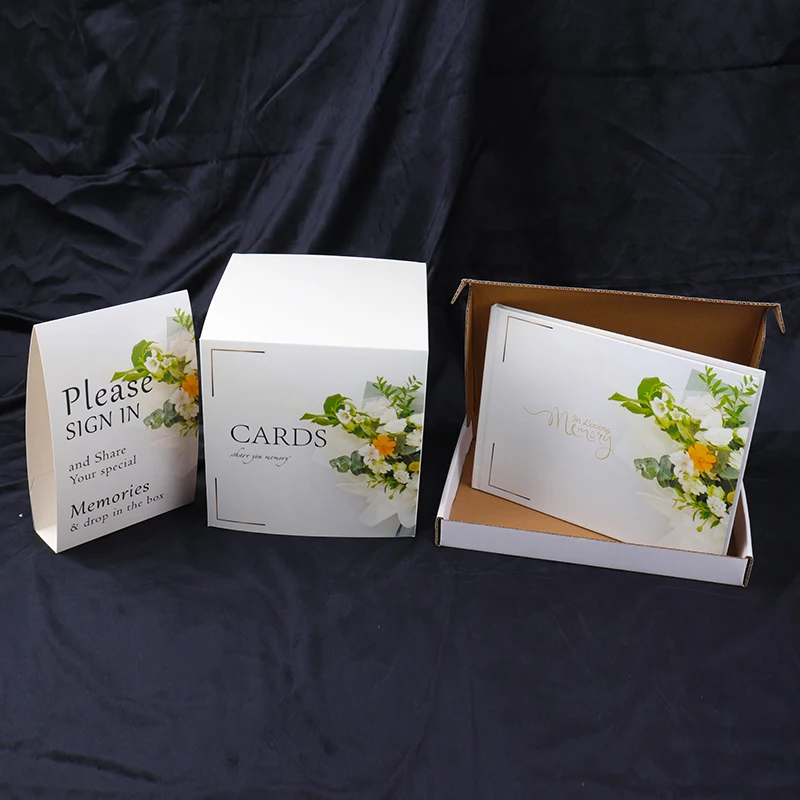 Custom Printing Cover In Loving Memorials Books Funeral Guest Book Sets with Memory Table Card