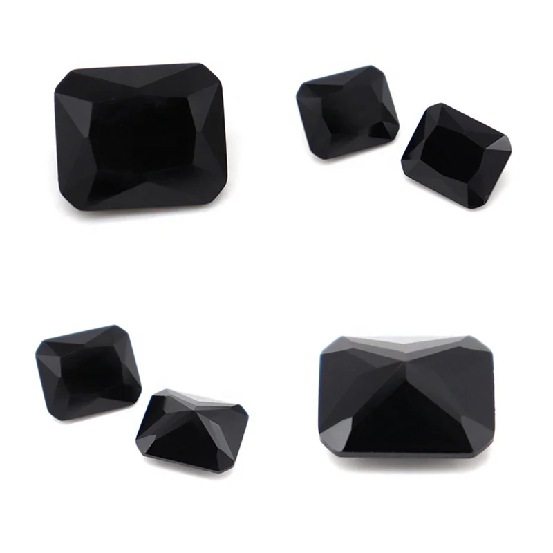 Wholesale Glass Gems Bulk Emerald Green Gemstone Octagon Blue Black Colored Glass Gem Stones