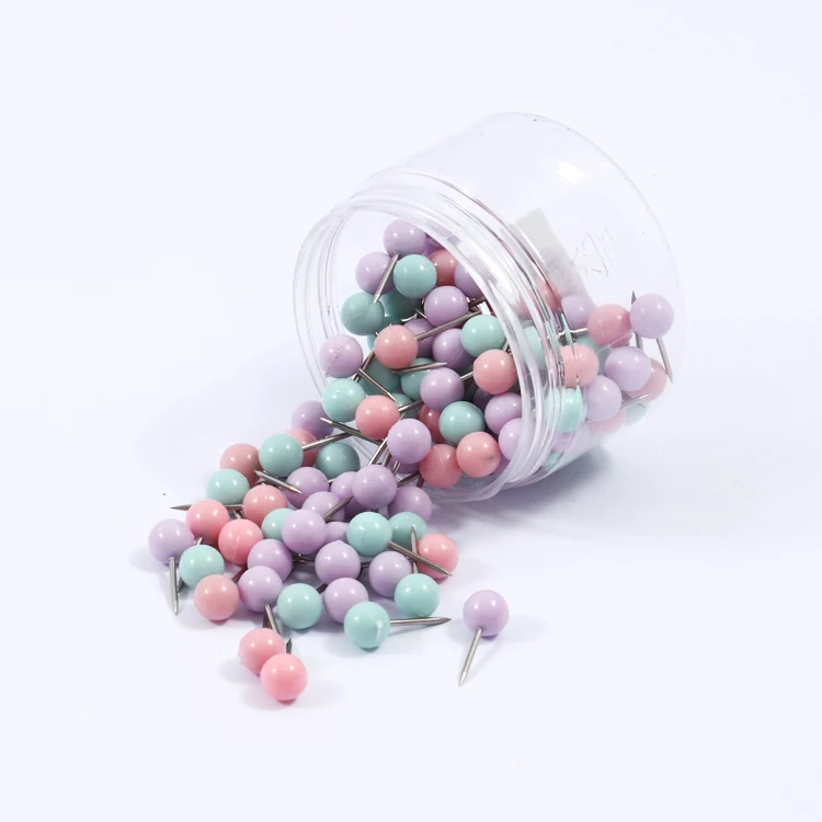 Foska New Items 20mm 100pcs Color Assorted Map Pins Office Round Head Map Push Pins For School