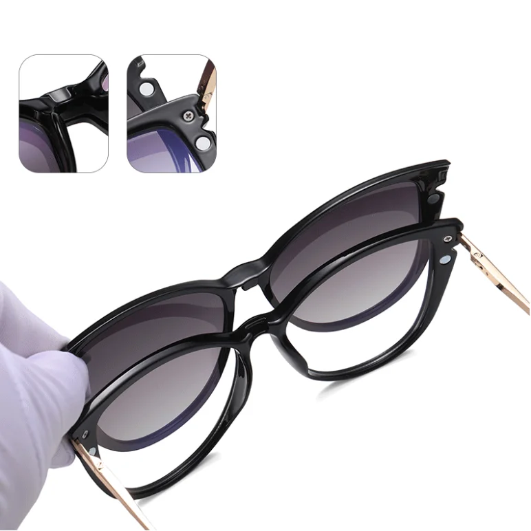 TR90 Rectangle Leopard Anti Blue Light Eyeglasses Magnetic Polarized Lenses Occhiali Da Vista Sunglasses Clip on Glasses