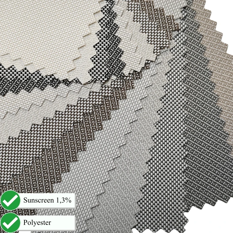 Hot Selling Polyester +PVC Openness 1% 3% 5% Roller Blind Fabric Sunshade Solar Screen Sunscreen Fabric