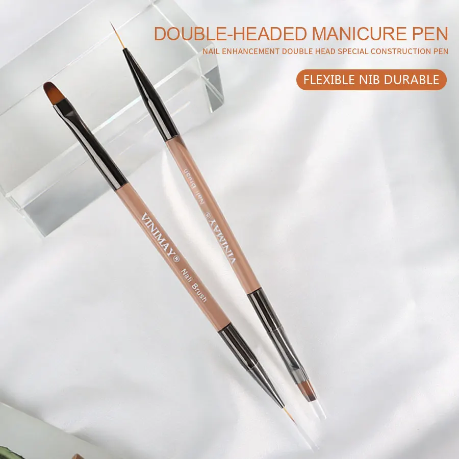 Vinimay High Quality Private Label Nail Salon Nail Double Head Construction Pen Nail Art Acrylic Brush Crystal Pen Drawing Pen