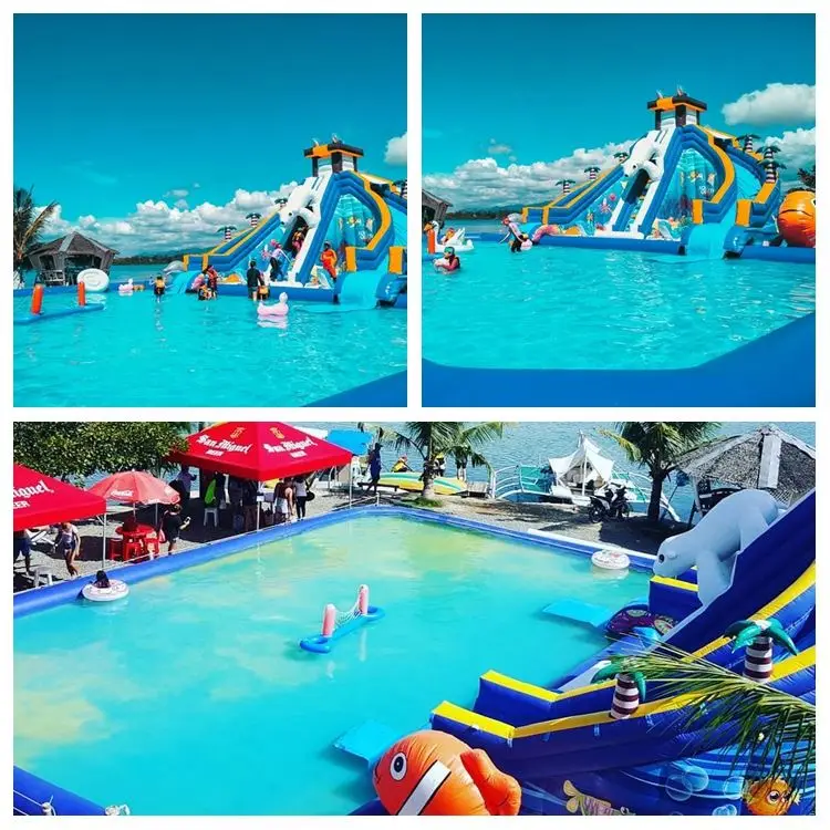 Customized Outdoor Amusement park centers above ground inflatable sand pool inflatable water pool
