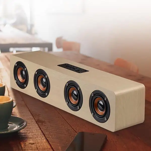 HANMOSS Rate Power 12w Wooden Speakers Blutooths Wireless Speaker With Microphone Tf Card 3.5mm Jack Aux In