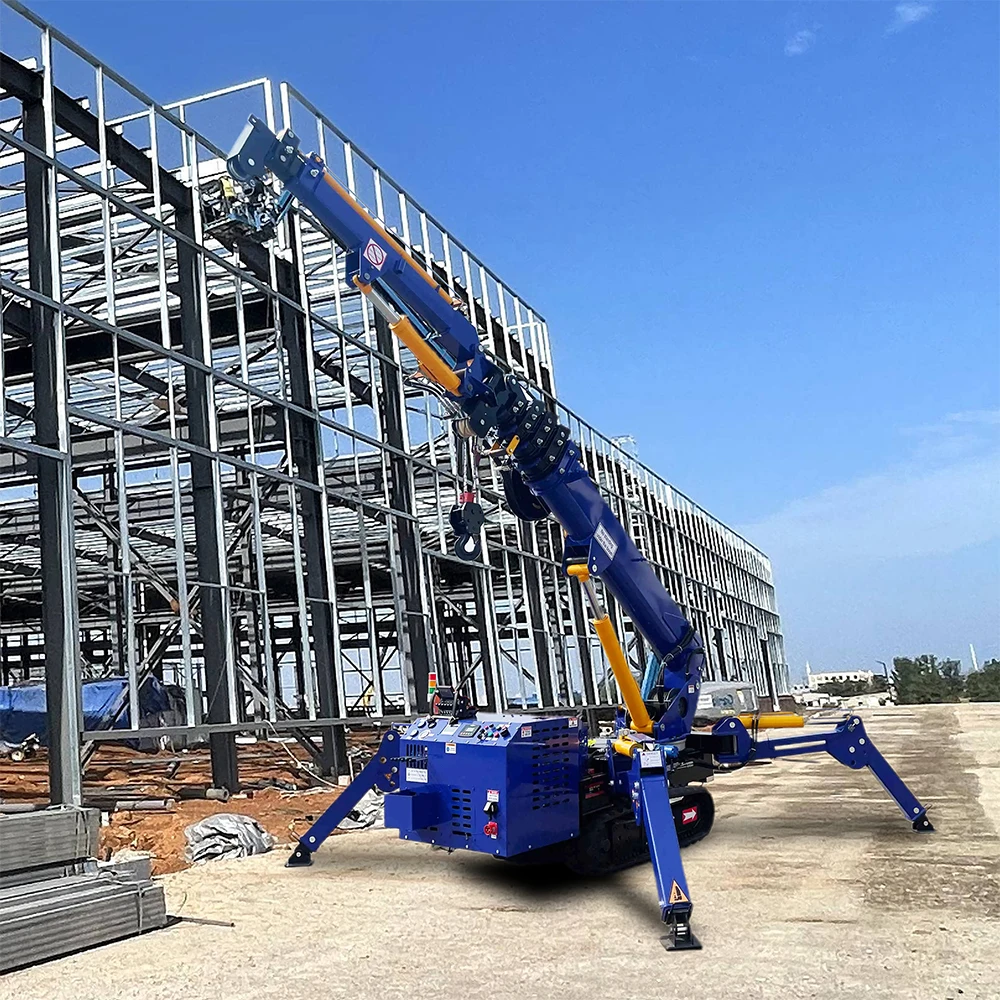 Tonlita Crane Manufacturers 1.2 Ton 2 Ton 3 Ton Mini Crawler Crane Folding Telescopic Boom Spider Crane Fly Jib