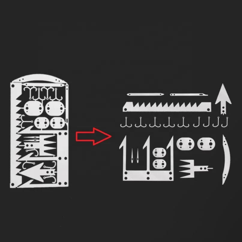 22 In 1 Multi-function survival card for Fishing Camping