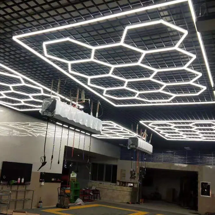 2400*4800MM Hexagon Detailing Workshop Ceiling Led Lights For Car Shop And Garage honeycomb lights hexagonal led light