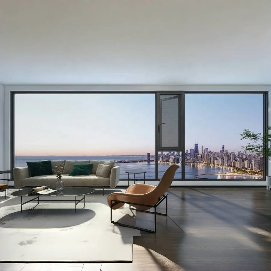 Звукоизолированные алюминиевые окна с двойным остеклением