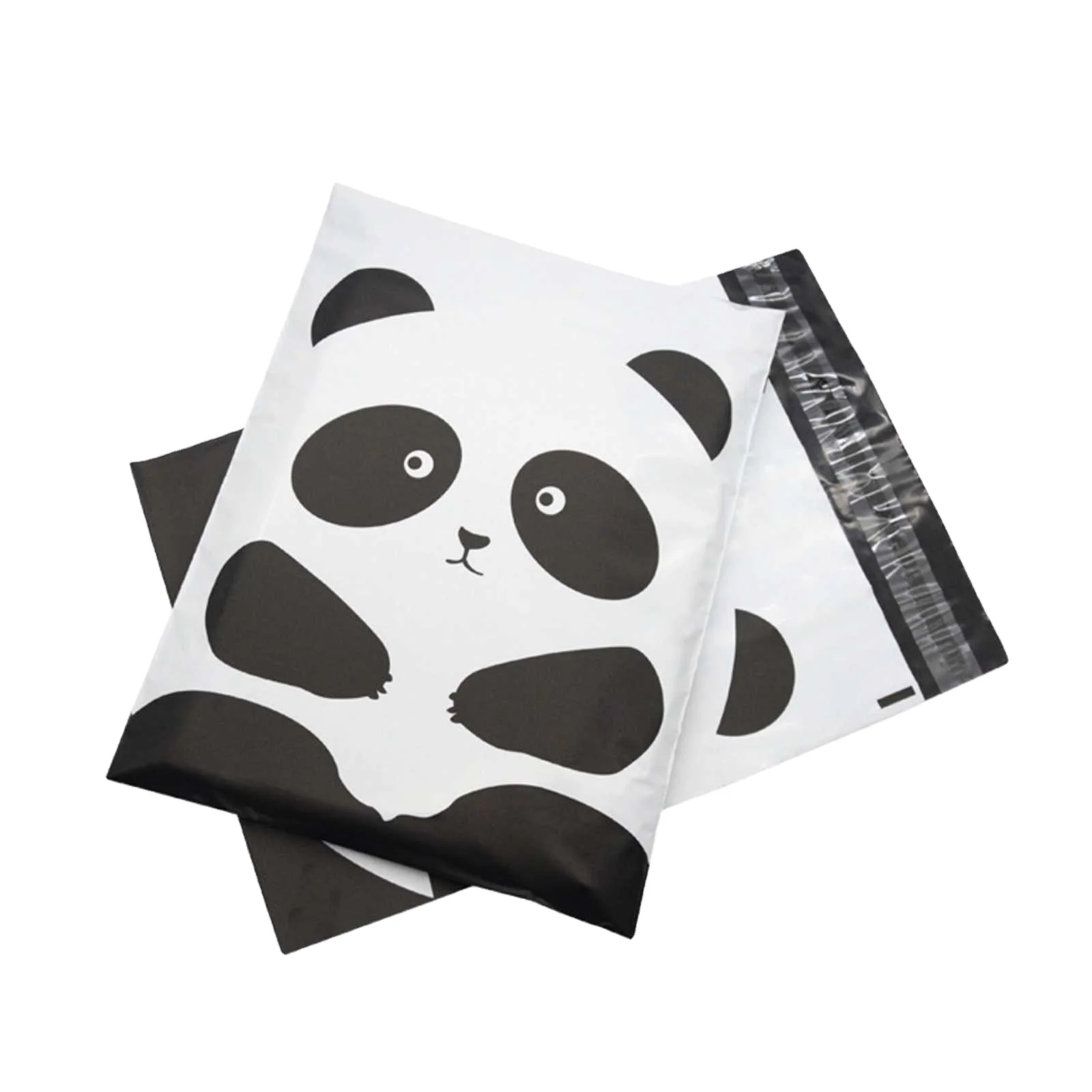 In stock black white panda logo express courier shipping packaging plastic post posting bag envelopes poly mailers mailing bags