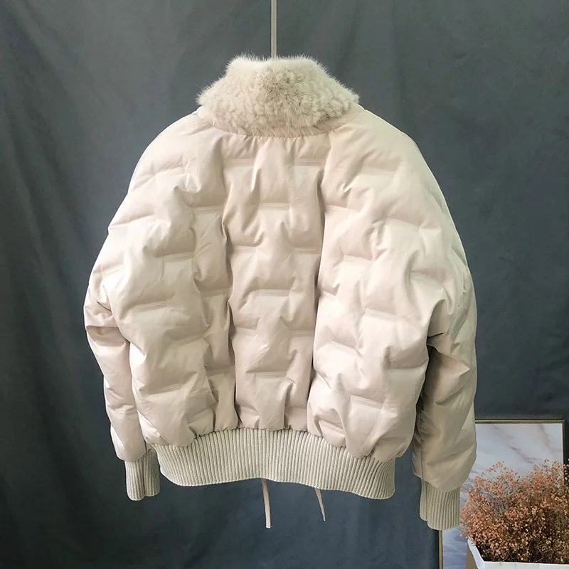 OFTBUY 2021 New Winter White Duck Down Down Jacket Women Coat Real Natural Weave Mink Fur Collar Loose Luxury Warm Outerwear