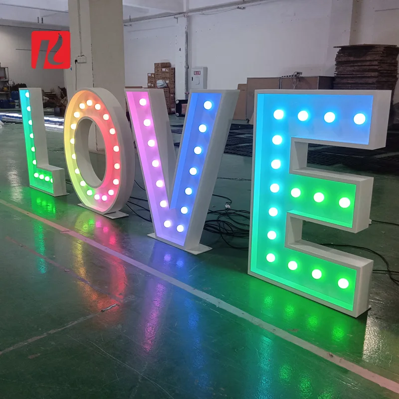 Kexian Custom 3D Large Letter 3ft 4ft Metal RGB Light up Marquee Letters Baby LED Bulb Sign Party Decorations