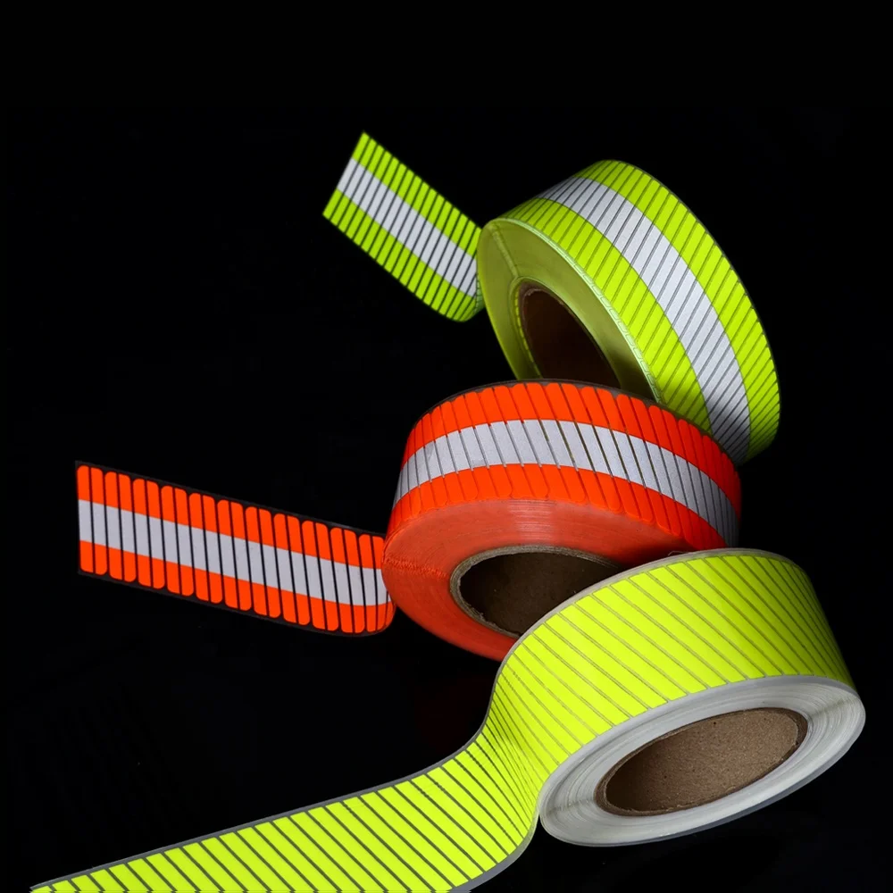Customized Segmented Reflective HTV Vinyl Grey Fluo Yellow Orange Heat Transfer Film Tape for Clothing