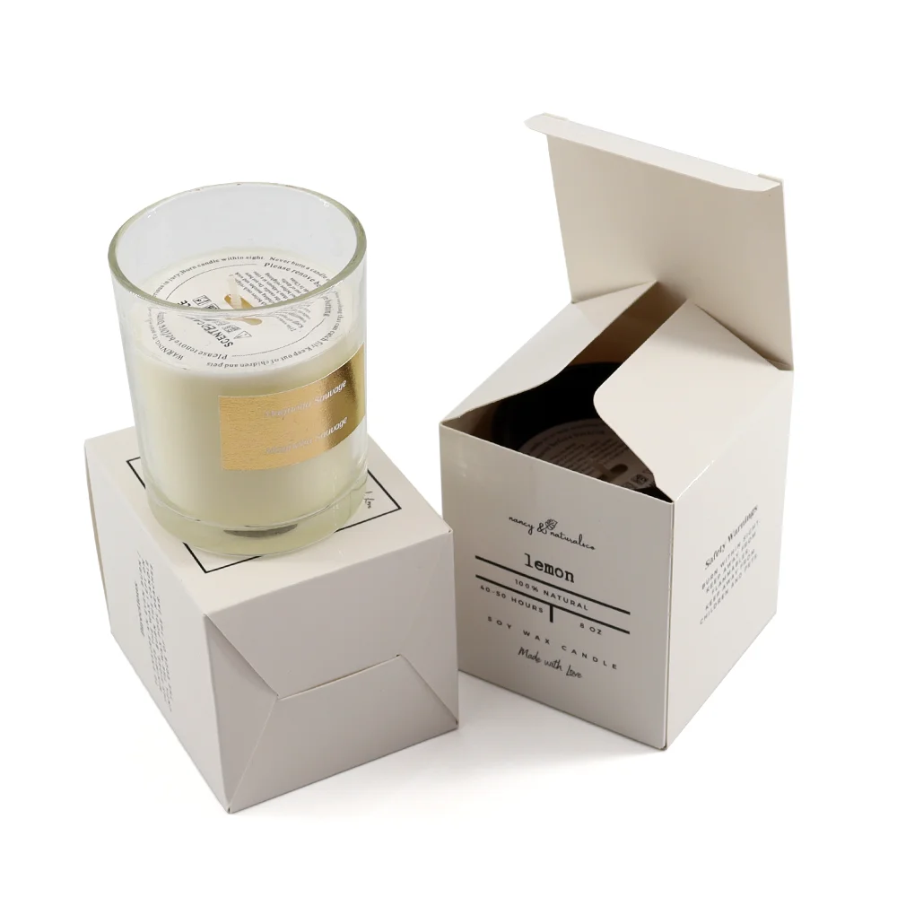 Custom Printed Luxury Gift Paper Boxes White Recycled Material Candle Packaging with Logo for Perfume/Candle Jar
