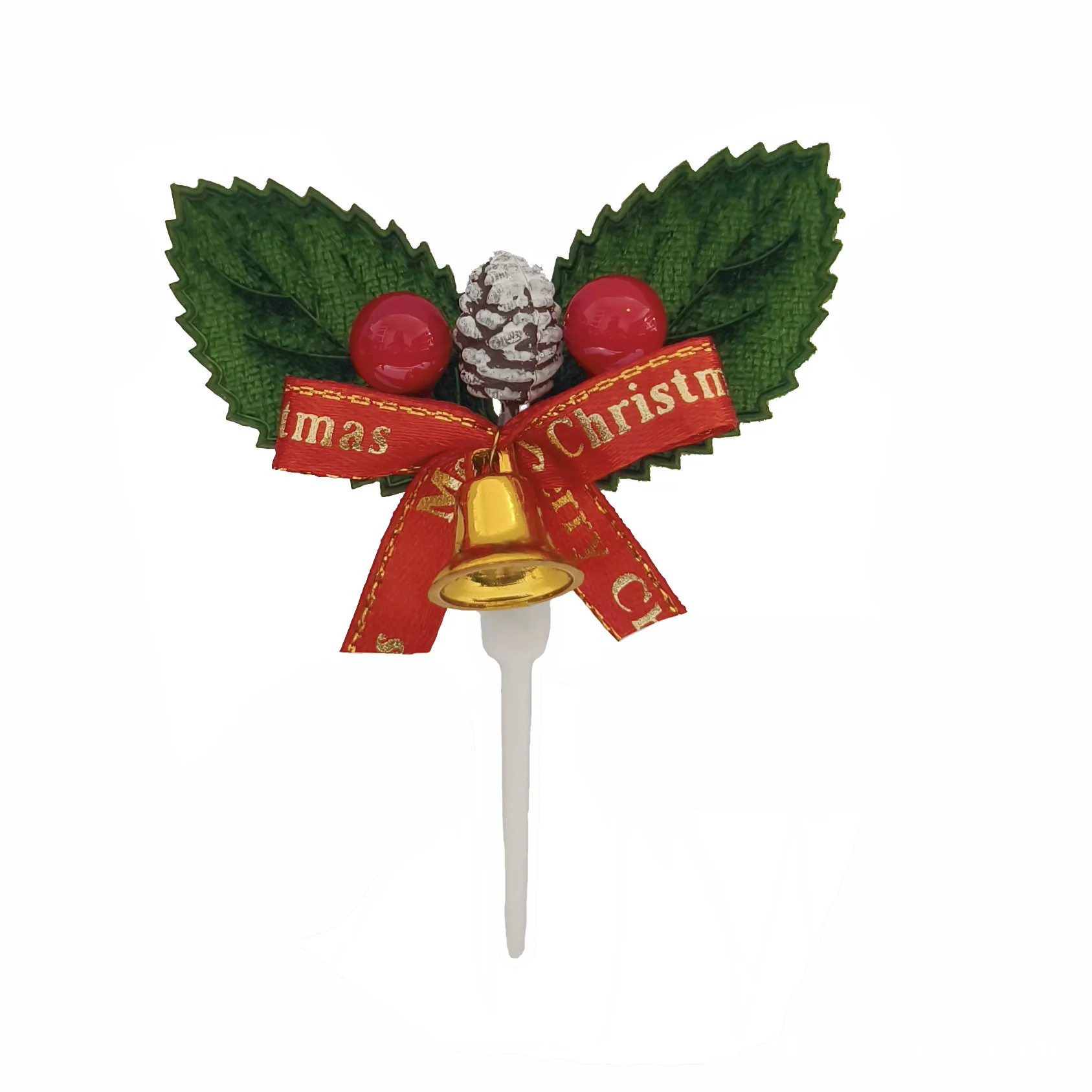 Christmas cake decorated with bells and bows Christmas Holly placards