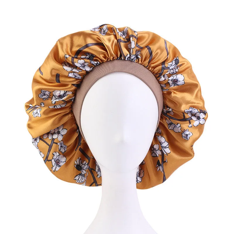 Extra Large Satin Sleep Cap Day And Night Cap Salon Hat Elastic Band Custom Bonnets Silk Logo