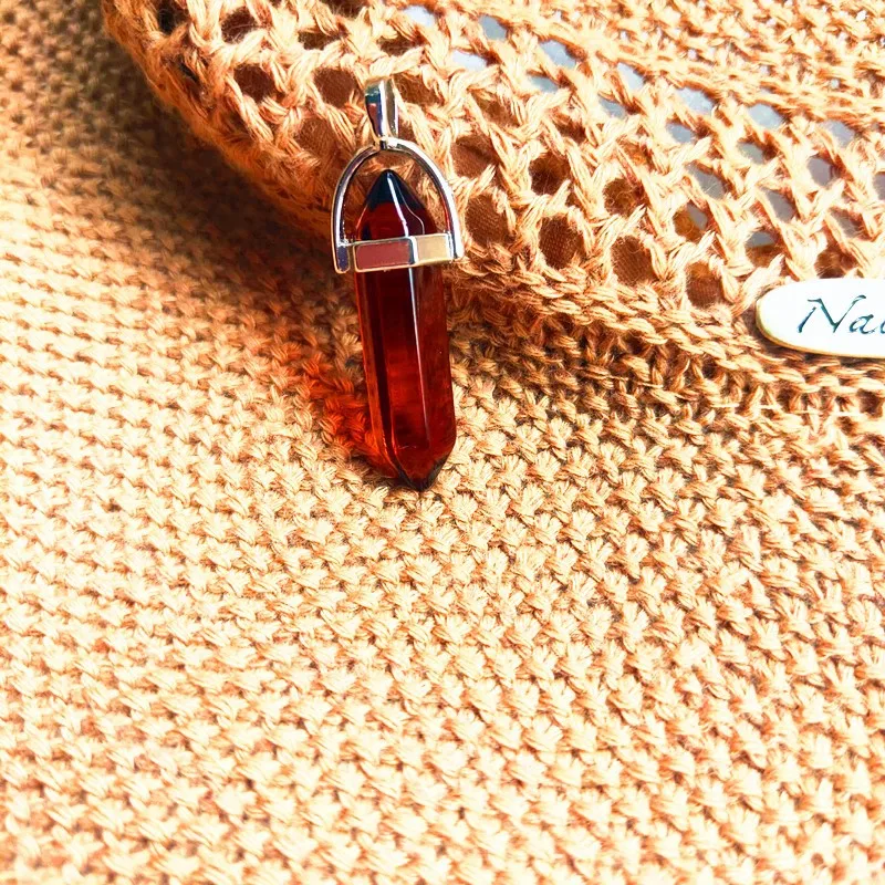 Natural stone glass crystal white hexagonal column double pointed bullet Pendant DIY Jewelry Earrings Necklace