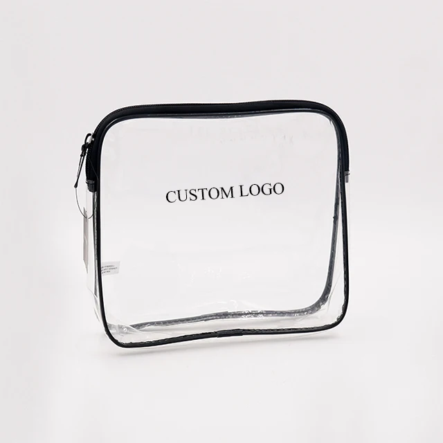 
In stock Black PVC Clear Transparent Zipper Beauty Cosmetic Box Make Up Bag 