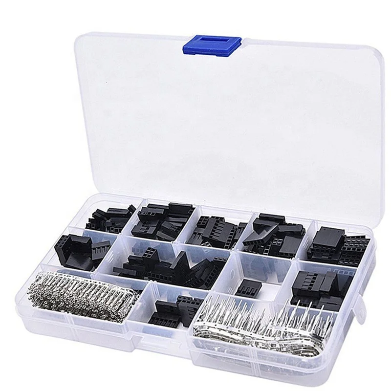 620pcs 2 3 4 Pin Dupont Connector Wire Cable Connectors 2.54 mm Jumper Header Housing Kit Male Crimp Pins Female Pin Terminal