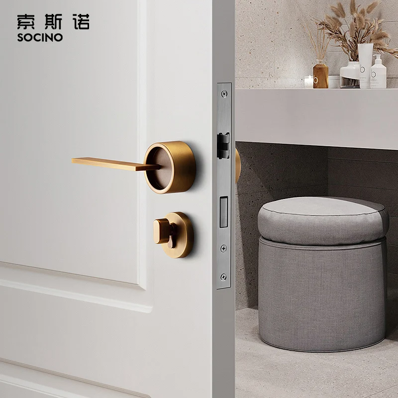 Luxury Design Door Knob Yellow Bronze Bathroom Knob Hardware Wholesale Interior Door Lock Set For Wooden Door