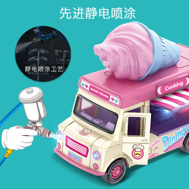 Kid sushi ice cream  theme cooking truck toy custom diecast car with music and light