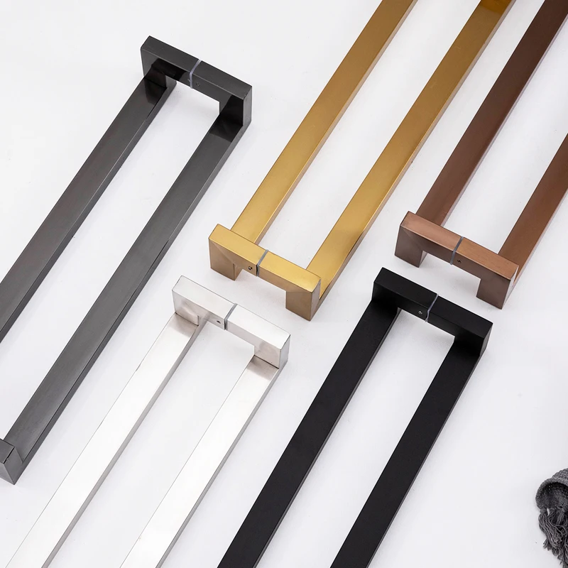 Оптовая продажа с фабрики, стеклянная дверная ручка из нержавеющей стали, Современная квадратная стеклянная дверная ручка для отеля, ручка под заказ, сверхпрочная ручка для входной двери