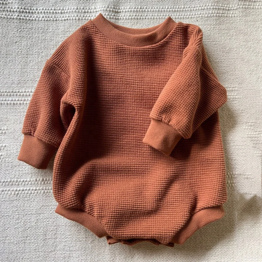 Winter Autumn Custom Colors Toddler Knitwear Organic Cotton Waffle Baby Sweater Romper