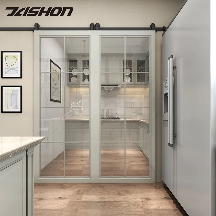 6FT Single Panel Sliding Mirrored Barn Wood Window Glass Door Hanging Rail