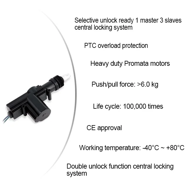 100000 Times Durability Car Central Door Lock System High Quality 2 wire 5 Wire Central Door Lock For Car