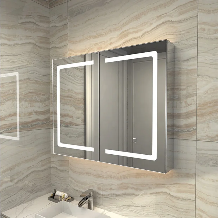 Modern Aluminum Profile LED Medicine Cabinet Bathroom Vanities with Illuminated Accessories Includes Mirror for Home Use