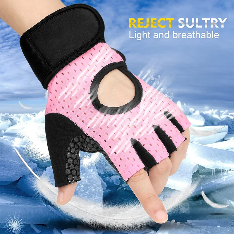 Pink Breathable Weight Lifting Gloves Women Thickening Palm Pad Workout Gym Gloves with Wrist Support Grip for Fitness