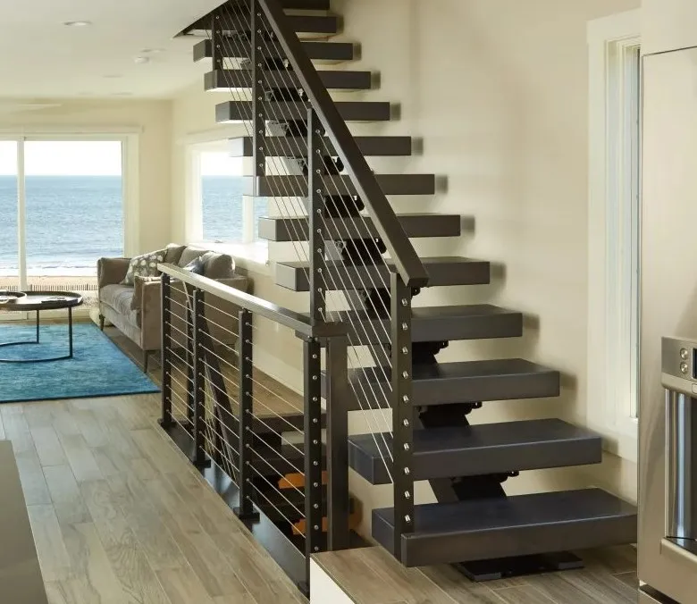 CBMmart Curved Staircase Spiral Indoor Staircase Wood Metal Tread For Villa House Glass Staircase Straight Stair