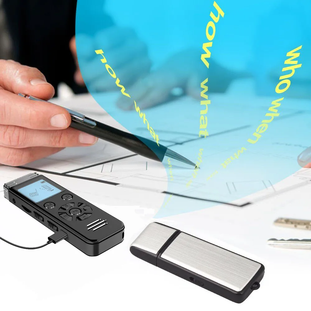 Hot Sale Products 2023 Custom Digital USB Sound Device 4GB 8GB Push Button Voice Recorder Blue Black