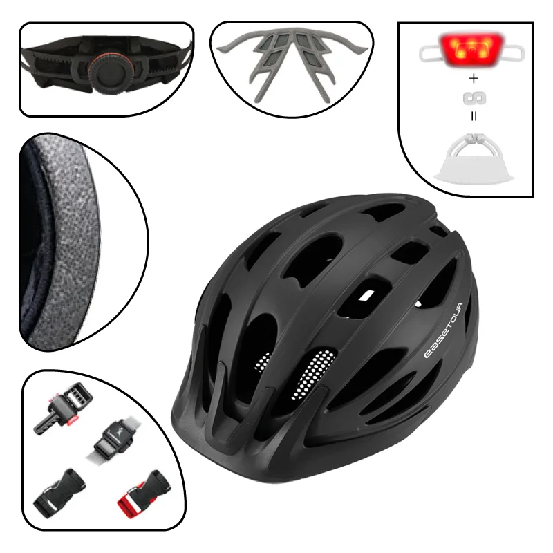 
EASETOUR High Professional Popular Led light Bicycle Helmets Adult MTB Bike Helmets with visor 