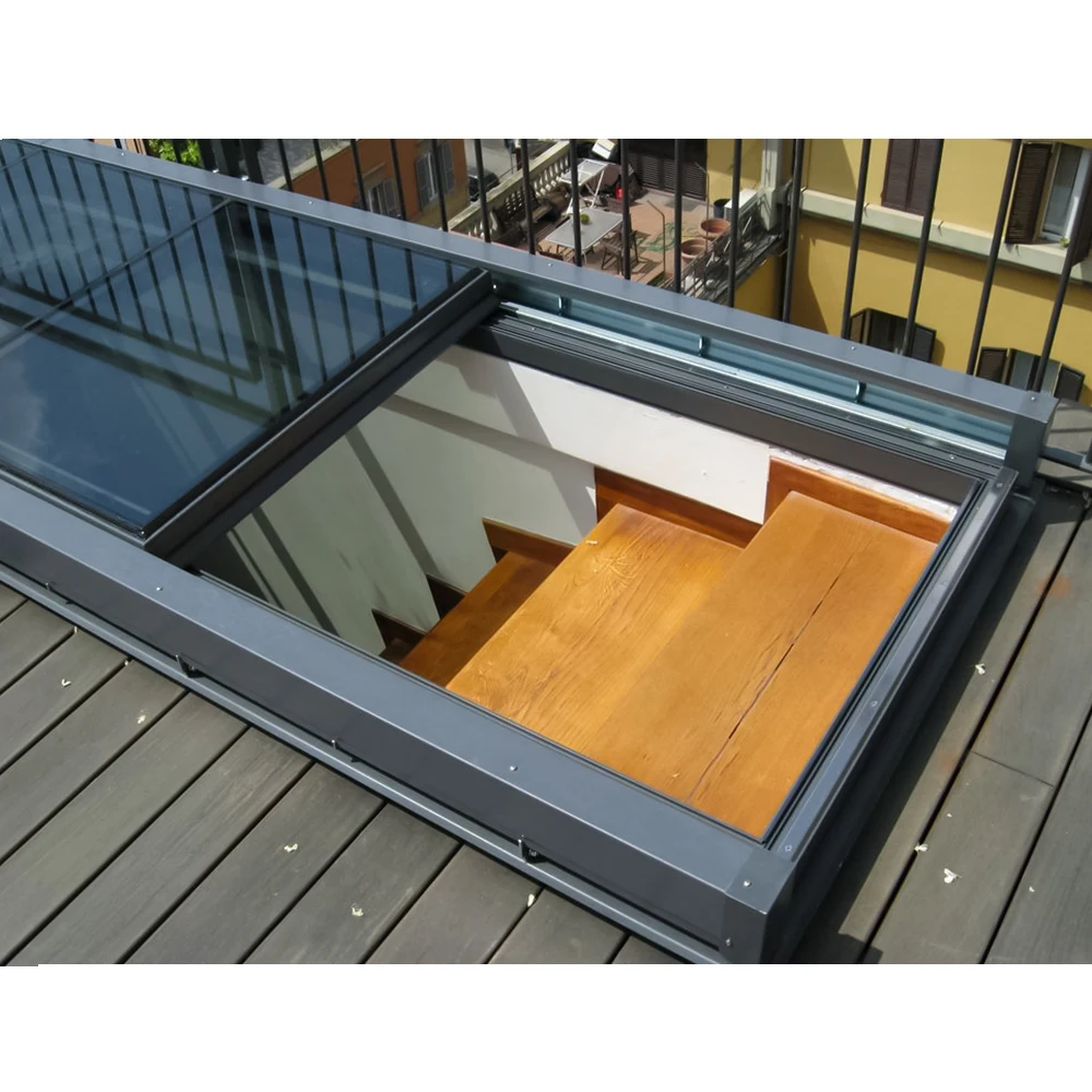 Aluminum Profile Motorized Smart Retractable Skylight Intelligent Sliding Opening Skylight Blinds Screen Roof Window