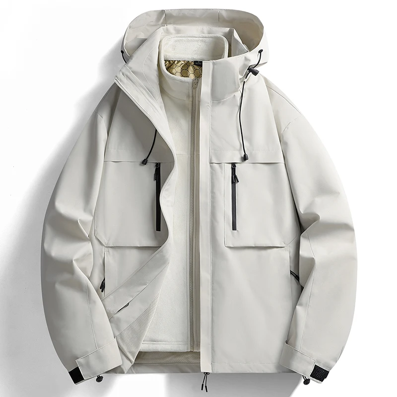 3 в 1 флисовая Водонепроницаемая ветровка с капюшоном