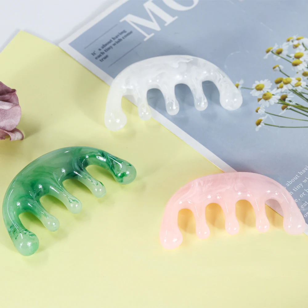 High Quality Resin Scalp Massage Comb Head Scalp Facial Body Massager for Woman Men Hair Growth Gua Sha Wide Tooth Comb