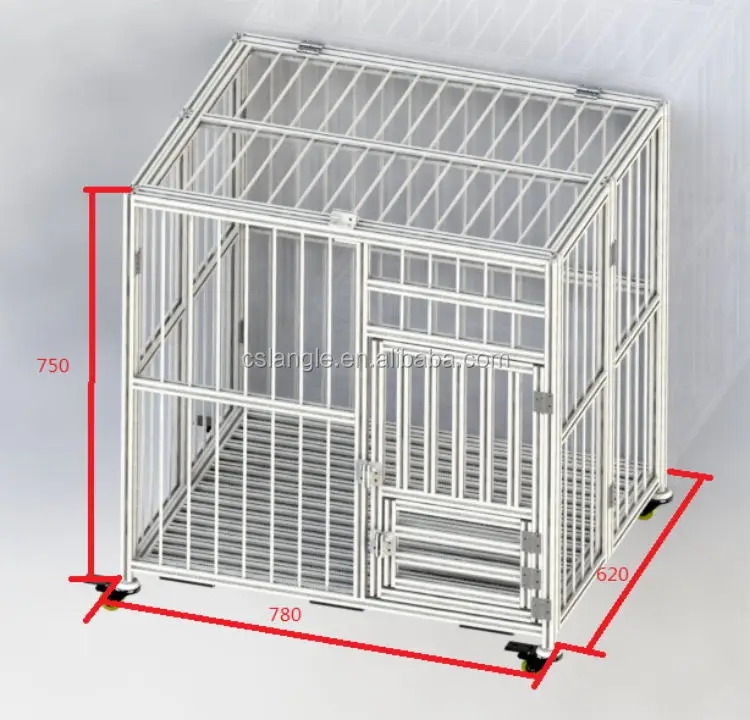 Lang Le Dog Crates Extra M/L 90 cm Big Strong Metal Iron Large Size Stainless Steel Foldable Heavy Duty Dog Cage and Kennel