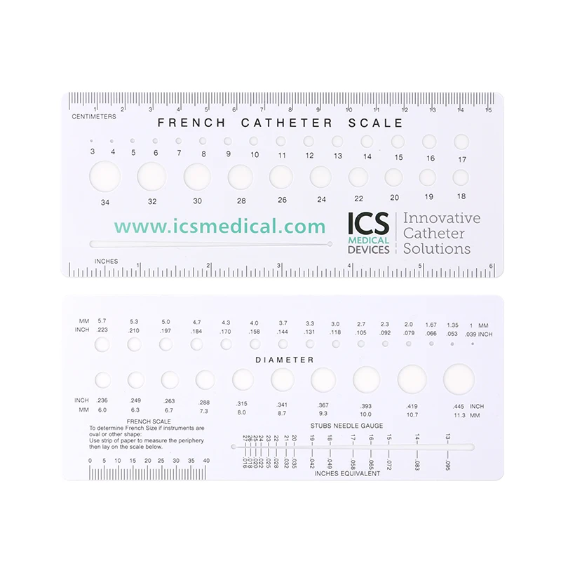 Пользовательский логотип и цветная линейка 6 дюймов ПВХ французская Катетерная шкала