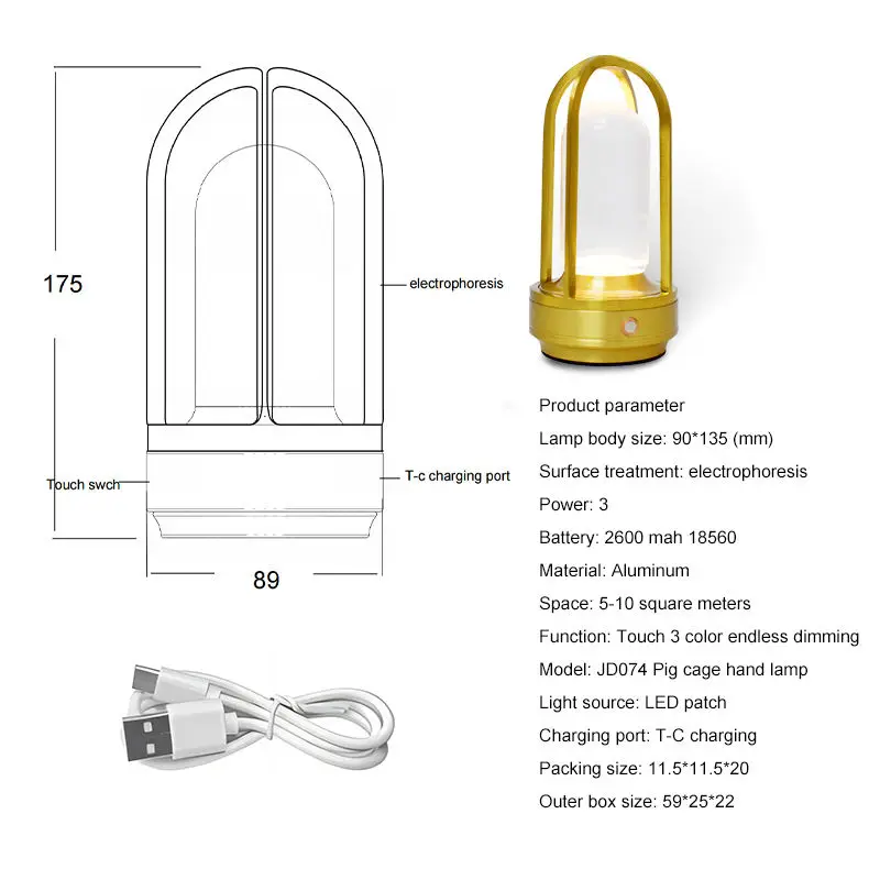 Cordless Rechargeable Crystal Table Lamp for Restaurant Outdoor Indoor Use Ambience led light