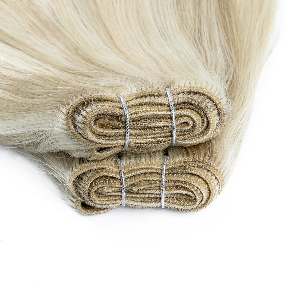 One Donor Machine Double Drawn 100% Human Russian Virgin Bone Straight Piano Color 613 Blonde Human Hair Weft