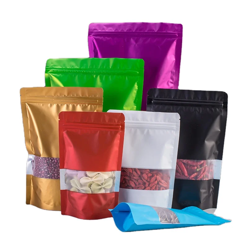 Food grade zipper top resealable packaging stand up zip lock pouch food bags