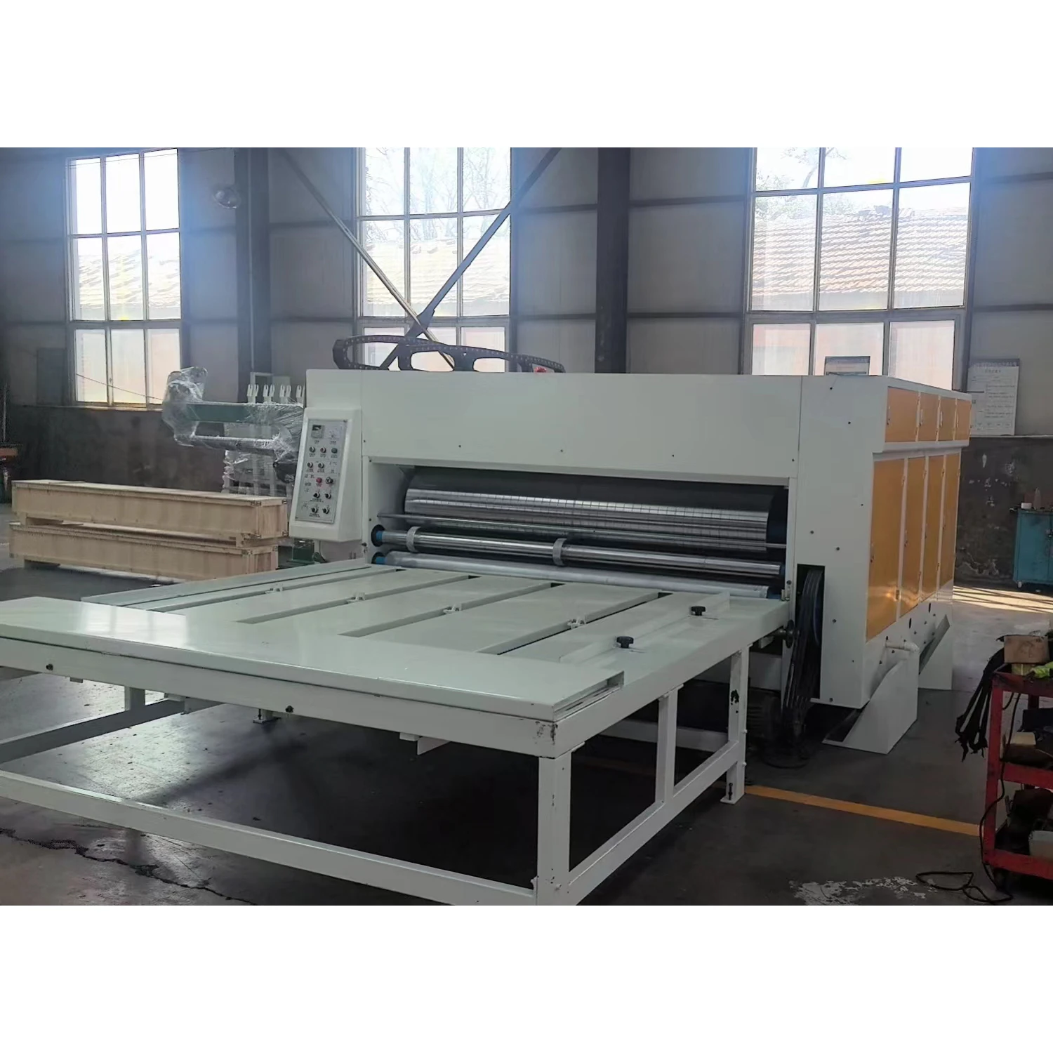 Semi automatic 2 color flexo printer rs4 slotter chain die cutting cartoon box printing machine