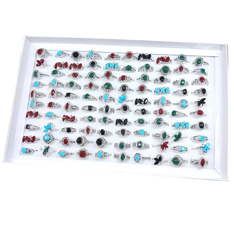 Mixed Lot Rings Bohemian Jewelry Golden Silver Plated Mix Style Finger Rings For Women Gift Jewelry