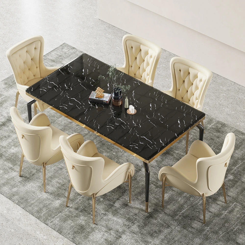 Modern Elegant Design Restaurant Bedroom Living Room Furniture Wingback Upholstered Dining Chair Tufted Button Accent Chairs