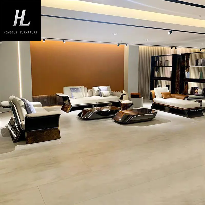 Italian minimalist leather sofa Italian designer first layer cowhide living room light luxury high-end straight row sofa