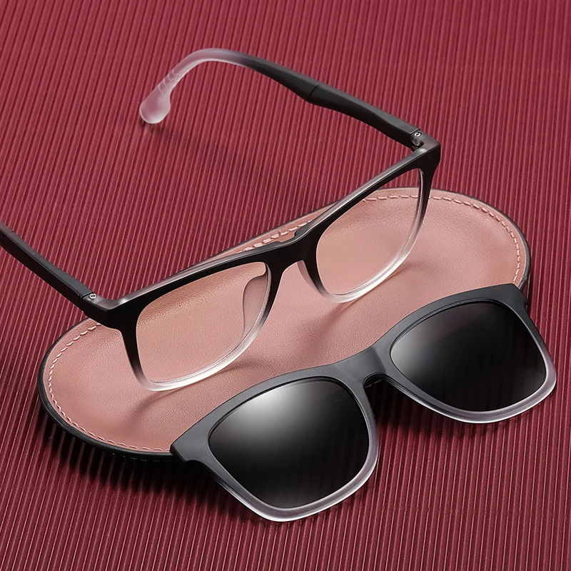 TR90 Rectangle Leopard Anti Blue Light Eyeglasses Magnetic Polarized Lenses Occhiali Da Vista Sunglasses Clip on Glasses